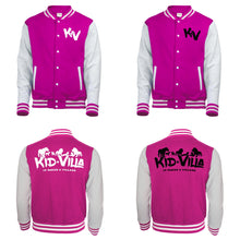 Load image into Gallery viewer, Kid Villa | Youth Letterman Jacket | Hot Pink/Heather Gray