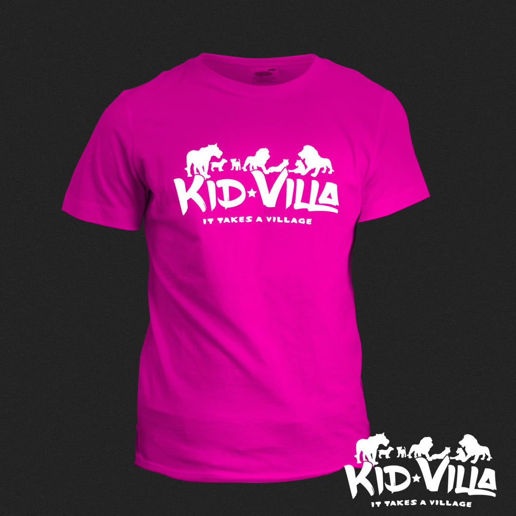Kid Villa | logo tee |  Raspberry/White