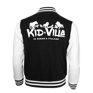 Kid Villa | Youth Letterman Jacket | Jet Black/White