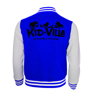 Kid Villa | Youth Letterman Jacket | Royal Blue/Heather Gray
