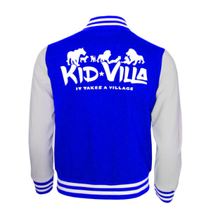 Kid Villa | Youth Letterman Jacket | Royal Blue/Heather Gray